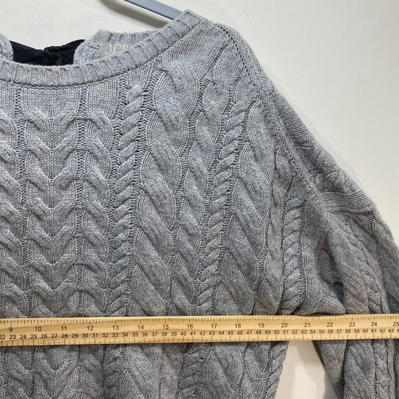 J Crew Wool Blend Chunky Knit Sweater Academia S Gray Back Tie Preppy Holiday - Picture 4 of 7